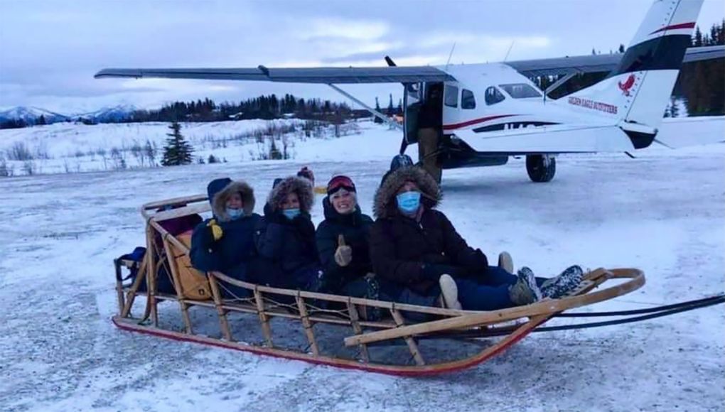 An all-female medical crew from Alaska’s Maniilaq Health Center took a sled to deliver vaccine to the isolated village of Shungnak in December. (Katrina Bengaard).