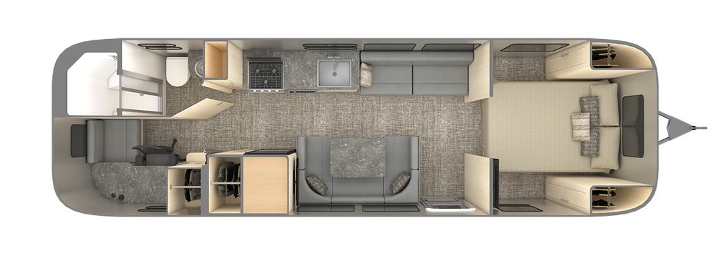 The floor plan of Airstream’s Flying Cloud 30FB Office model. (Courtesy of Airstream)