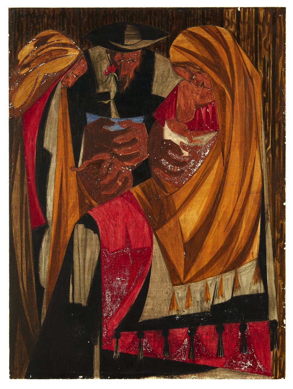 “Immigrants admitted from all countries: 1820 to 1840 — 115,773,” Panel 28 (1956) from “Struggle: From the History of the American People” by Jacob Lawrence. (The Jacob and Gwendolyn Knight Lawrence Foundation / Artists Right Society)