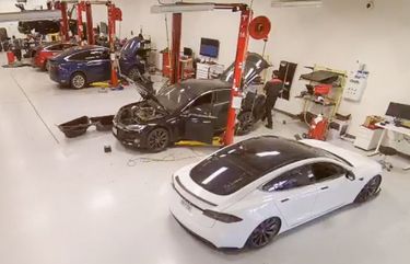 A Tesla facility seen through a Verkada camera.