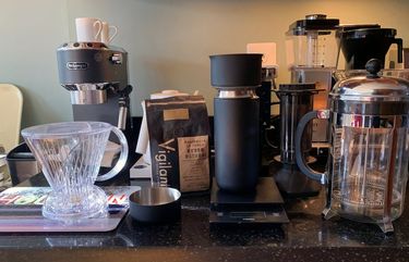 The author tested a single coffee on five brewing devices: an AeroPress, Chemex, Stagg X pour-over dripper, Clever dripper and French press. MUST CREDIT: Washington Post photo by Tim Carman.