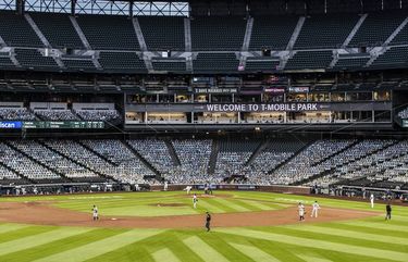 The crowd is comprised of cutout images as the Houston Astros played the Seattle Mariners Tuesday, September 22, 2020, at T-Mobile Park in Seattle, WA. 215087