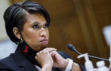 Washington, D.C., Mayor Muriel Bowser testifies before a House Oversight and Reform Committee hearing on the District of Columbia statehood bill, Monday, March 22, 2021 on Capitol Hill in Washington. (Carlos Barria/Pool via AP) WX324 WX324