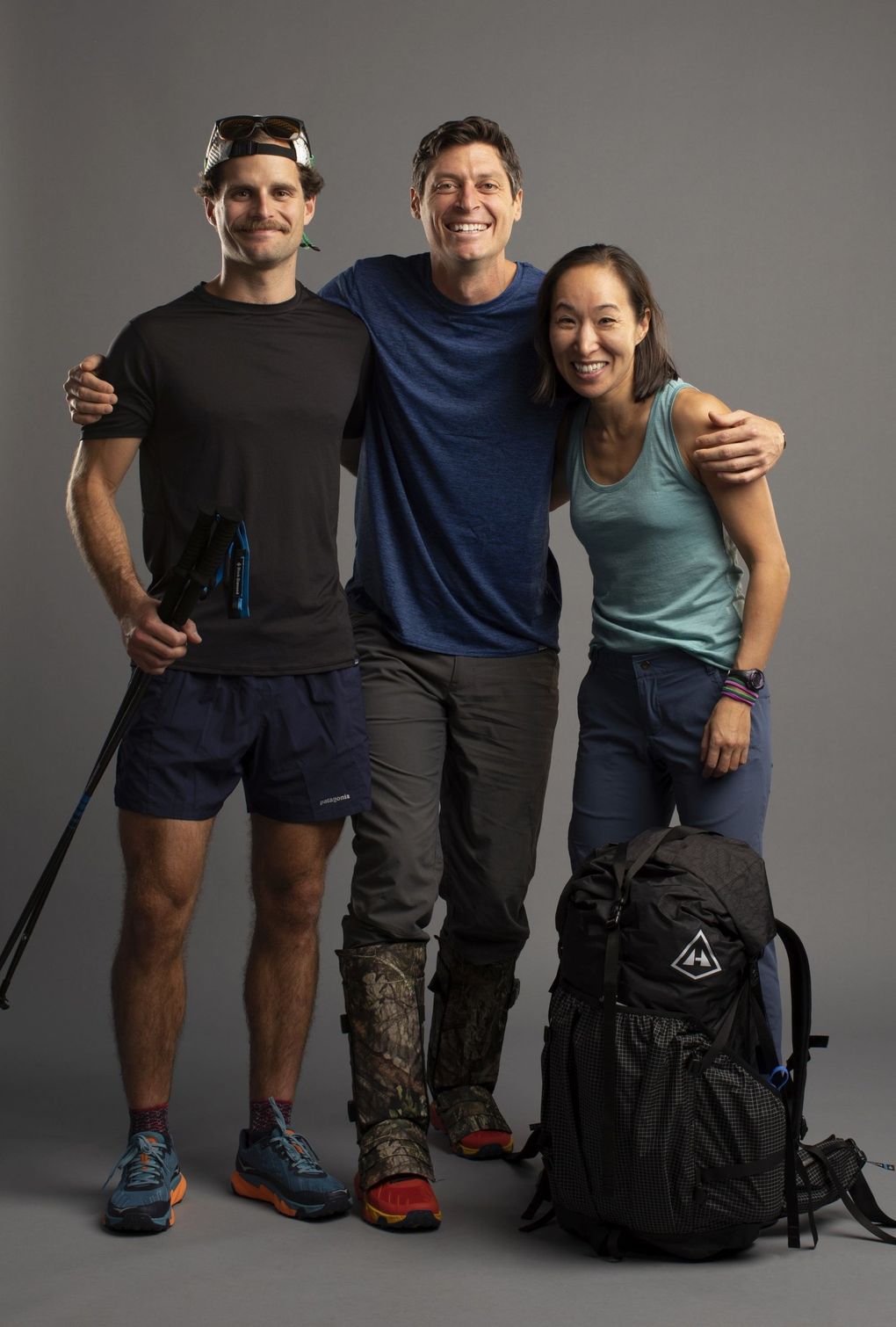 Jay Wyatt, James Batey and Marilina Kim, teachers from The Bush School in Seattle, make up Team Southeast Asia on “Race to the Center of the Earth.” (Erik Umphery / National Geographic)