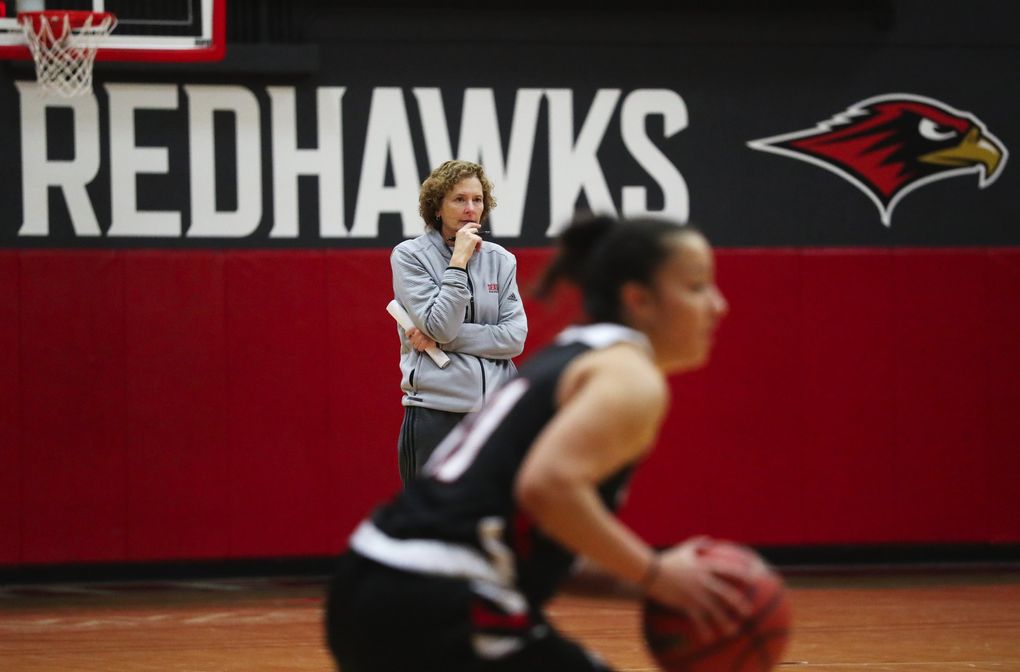 “I think people forget how young we are,” coach Suzy Barcomb said of her Seattle University women’s basketball team, which is headed to the WAC conference tournament this week in Las Vegas. (Ken Lambert / The Seattle Times, 2019)