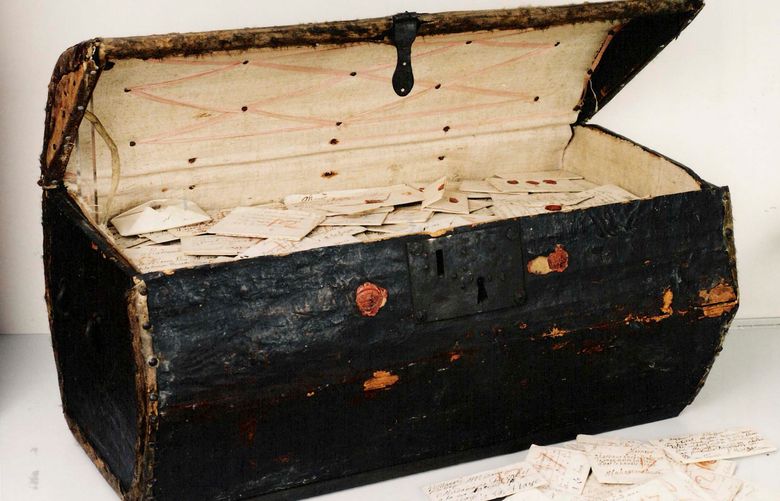 In an undated handout image, a 17th-century trunk that belonged to the postmasters Simon and Marie de Brienne, which were scanned by X-ray microtomography.  MIT researchers have devised a virtual-reality technique that lets them read old letters that were mailed not in envelopes but in the writing paper itself after being folded into elaborate enclosures. (Unlocking History Research Group via The New York Times) — NO SALES; FOR EDITORIAL USE ONLY WITH NYT STORY OLD SECRETS UNFOLDED BY WILLIAM J. BROAD FOR MARCH 2, 2021. ALL OTHER USE PROHIBITED. —
