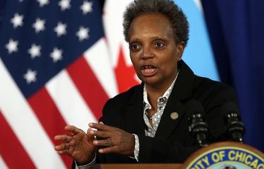 Chicago Mayor Lori Lightfoot holds a news conference Nov. 24, 2020, at City Hall. Lightfootâ€™s Law Department attempted to block a local TV station from airing body camera footage of Chicago police officers raiding an innocent womanâ€™s home and handcuffing her while she was naked. (Terrence Antonio James/Chicago Tribune/TNS)