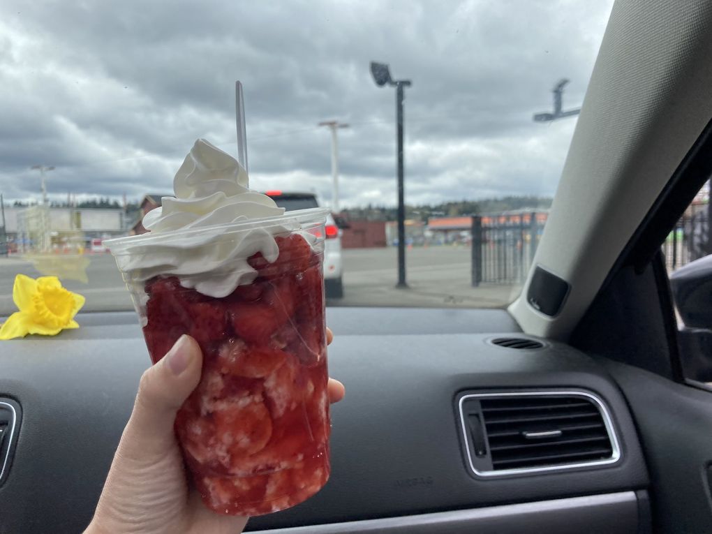 The shortcake from Fisher was a sweet treat, and different from its classic scones. (Amy Wong / The Seattle Times)