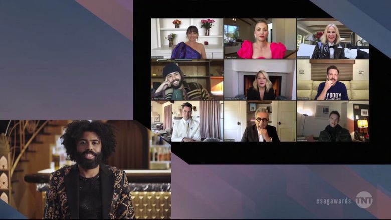 In this screengrab provided by the SAG Awards, Daveed Diggs presents an award during the 27th annual Screen Actors Guild Awards on April 4, 2021. (SAG Awards via The Associated Press)