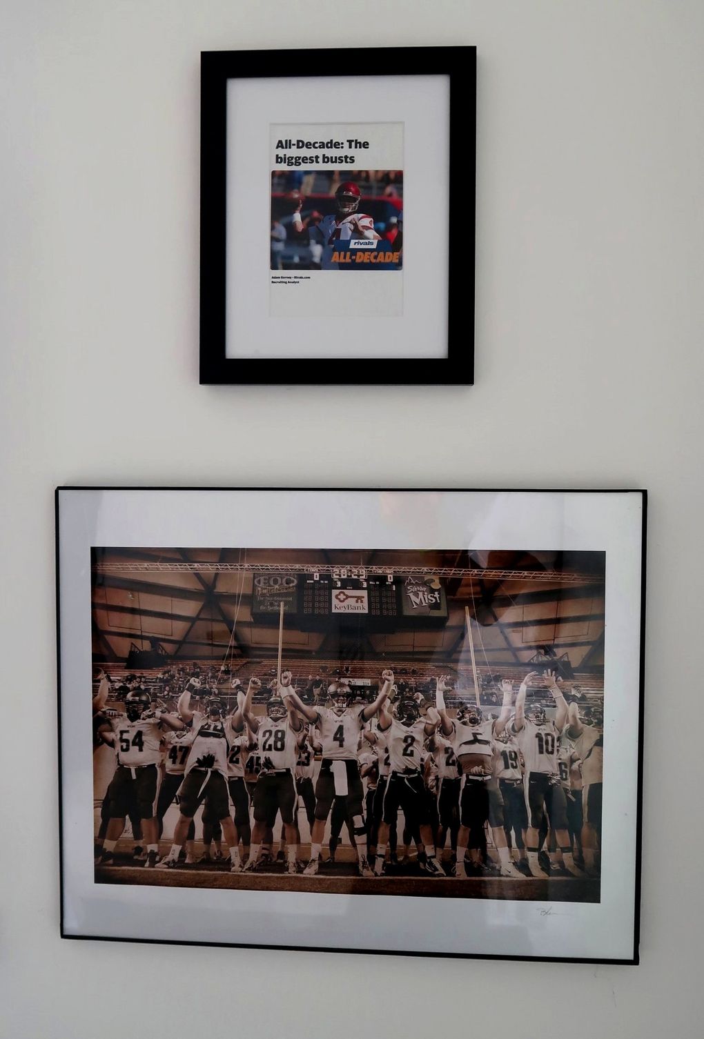An article hangs above Max Browne’s home office that read All-Decade: The biggest busts”. Browne uses it as fuel to fight the narrative that he is a failure. (Courtesy of Max Browne)