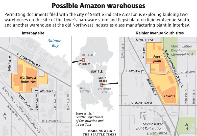 is eyeing three Seattle spots for new warehouses, documents show