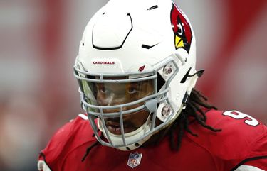 Arizona Cardinals defensive lineman Robert Nkemdiche (90) warms up prior to an NFL football game against the San Francisco 49ers, Sunday, Oct. 28, 2018, in Glendale, Ariz. (AP Photo/Ralph Freso)