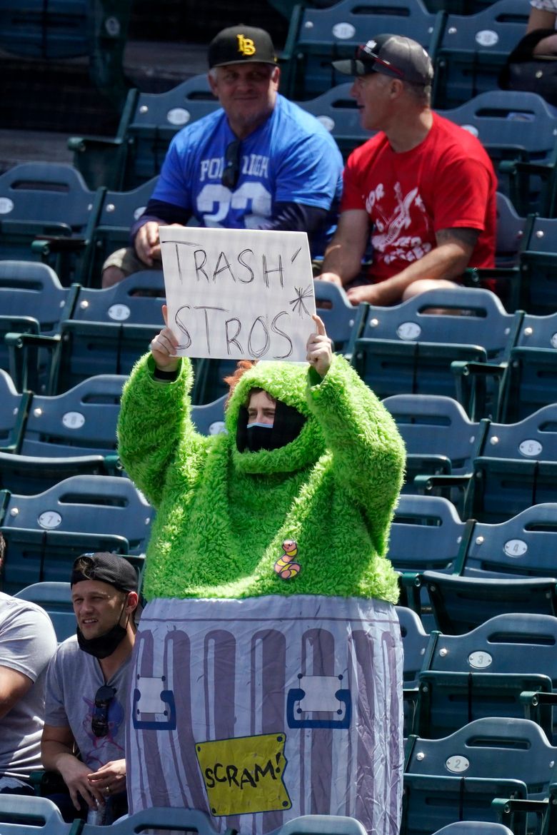 Oscar the Grouch turns up to help Angels fans trash Astros