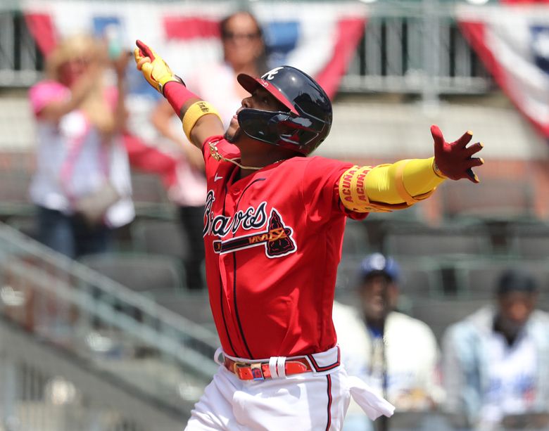 Braves' Ronald Acuna day to day after being hit by pitch