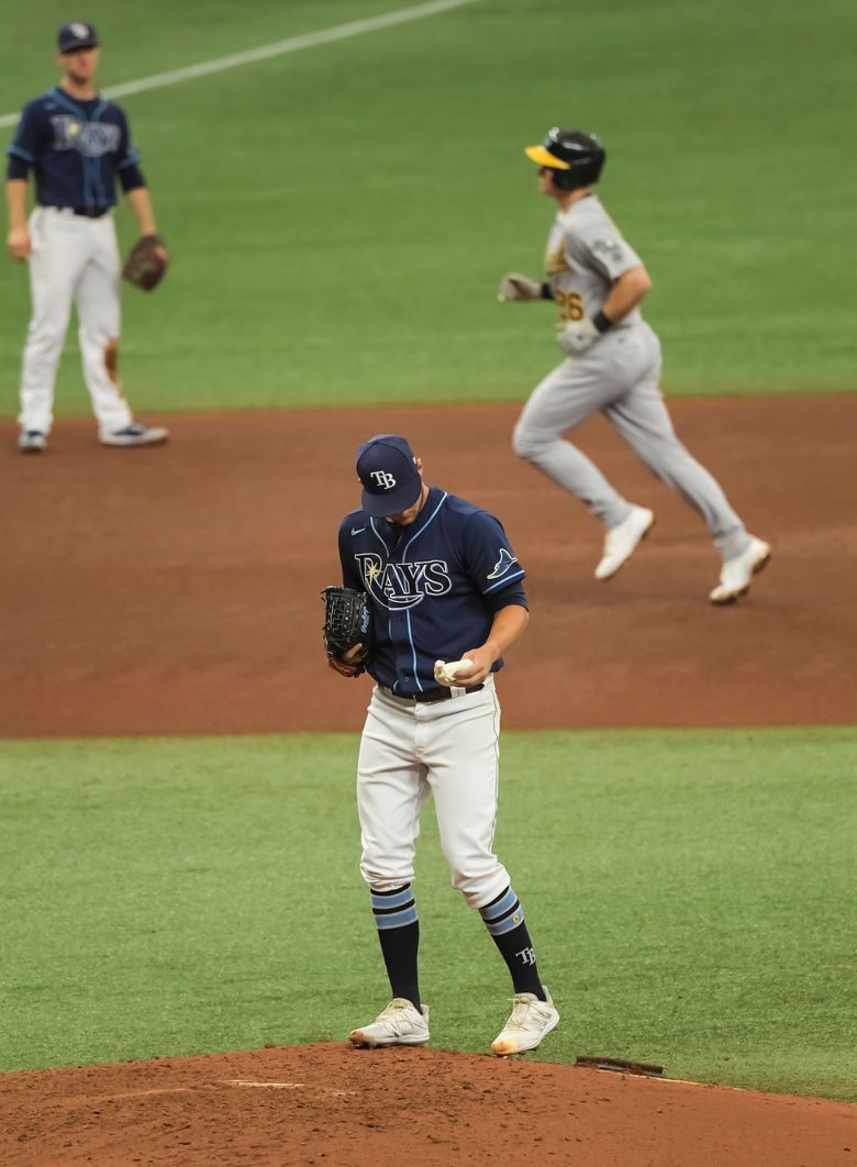 Athletics' Olson scratched after taking ball to eye during batting practice