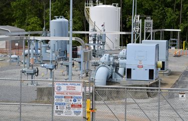 A Colonial Pipeline station is seen, Tuesday, May 11, 2021, in Smyrna, Ga., near Atlanta.  Colonial Pipeline, which delivers about 45% of the fuel consumed on the East Coast, halted operations last week after revealing a cyberattack that it said had affected some of its systems. (AP Photo/Mike Stewart) GAMS106 GAMS106