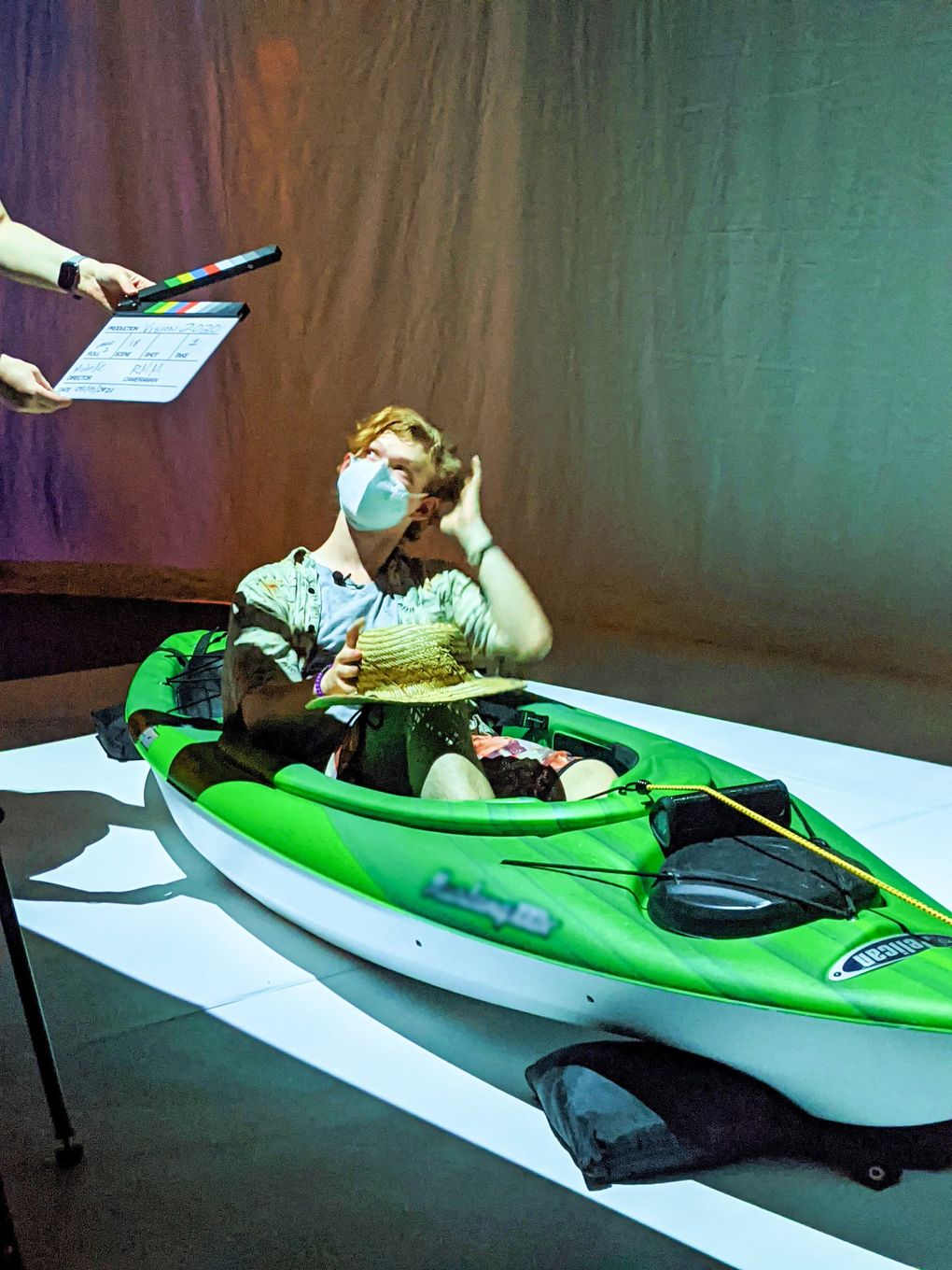 STARFISH student Cole Swanson, a senior at Chief Sealth High School, performs on set for “2020 Vision: Through Our Eyes.” (Courtesy of Intiman Theatre)