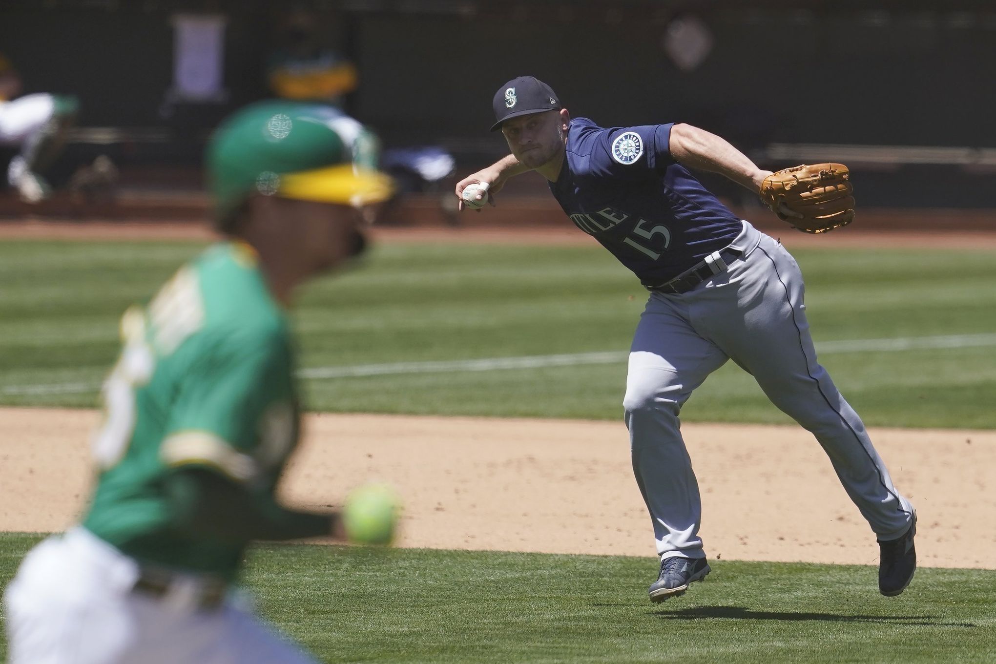 James Kaprielian of the Oakland Athletics pitches during the first