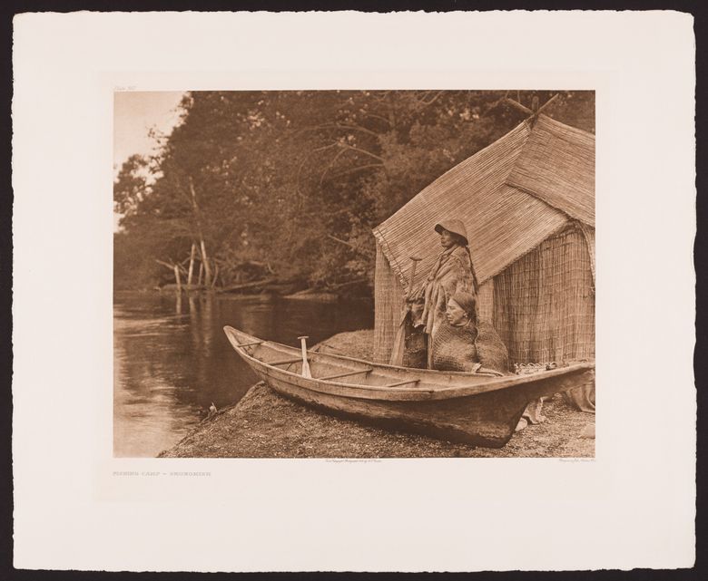 This is a summer residence circa 1912 on the Skokomish River, which empties into Hood Canal. Those who lived around Hood Canal spoke Twana, a Coast Salish dialect. This photo is by Edward Curtis, from his monumental 20-volume “The North American Indian.”  (Courtesy Seattle Public Library)