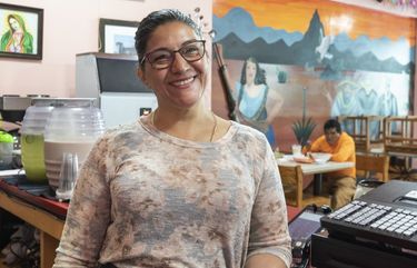 Friday, May 28, 2021.    Hermina Santos, the owner of La Rielera restaurant in Burien talks about Burienâ€™s food truck pilot program and how it would affect businesses.  She is photographed inside her restaurant.   217265