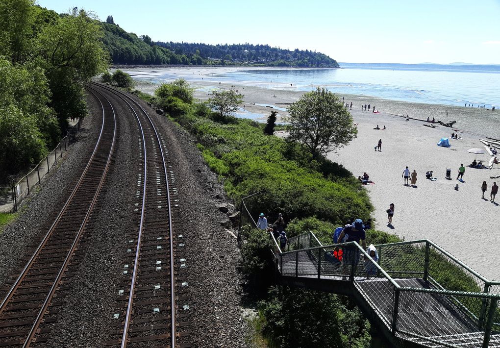 A look back from Carkeek Park. Golden Gardens is just around the point. (David Gutman / The Seattle Times)