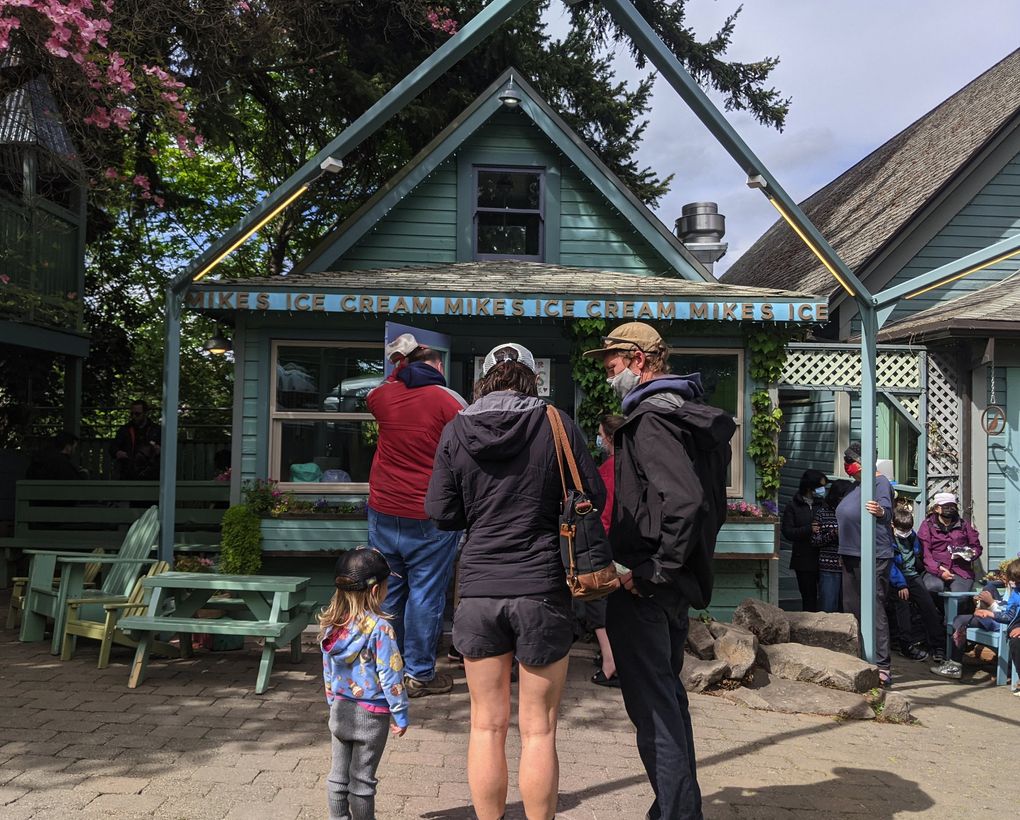 The line can get long at Mike’s Ice Cream — a cash- or check-only spot in Hood River — but the scoops are wonderful on a hot day. (Jackie Varriano / The Seattle Times)
