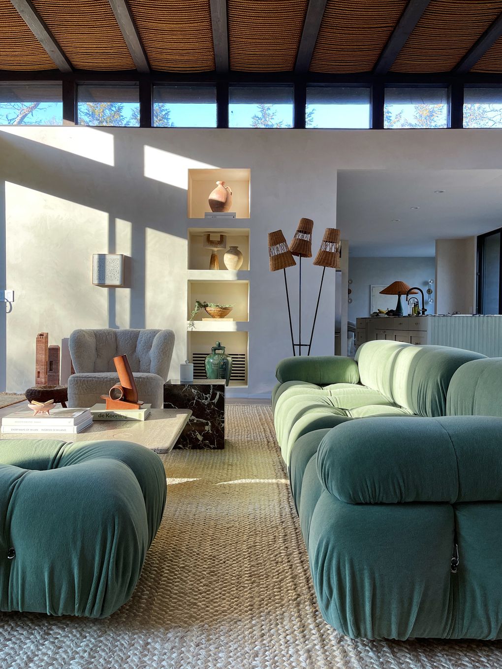 Designer Athena Calderone has two B&B Italia Camaleonda sofas, including this one in her weekend house in Amagansett, New York. “I find it to be that comfy,” she said. (Athena Claderone via The New York Times)