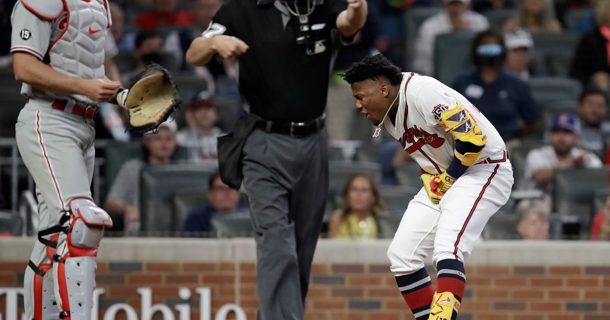 Braves’ Acuña hit by pitch from Phils’ Coonrod, leaves game The