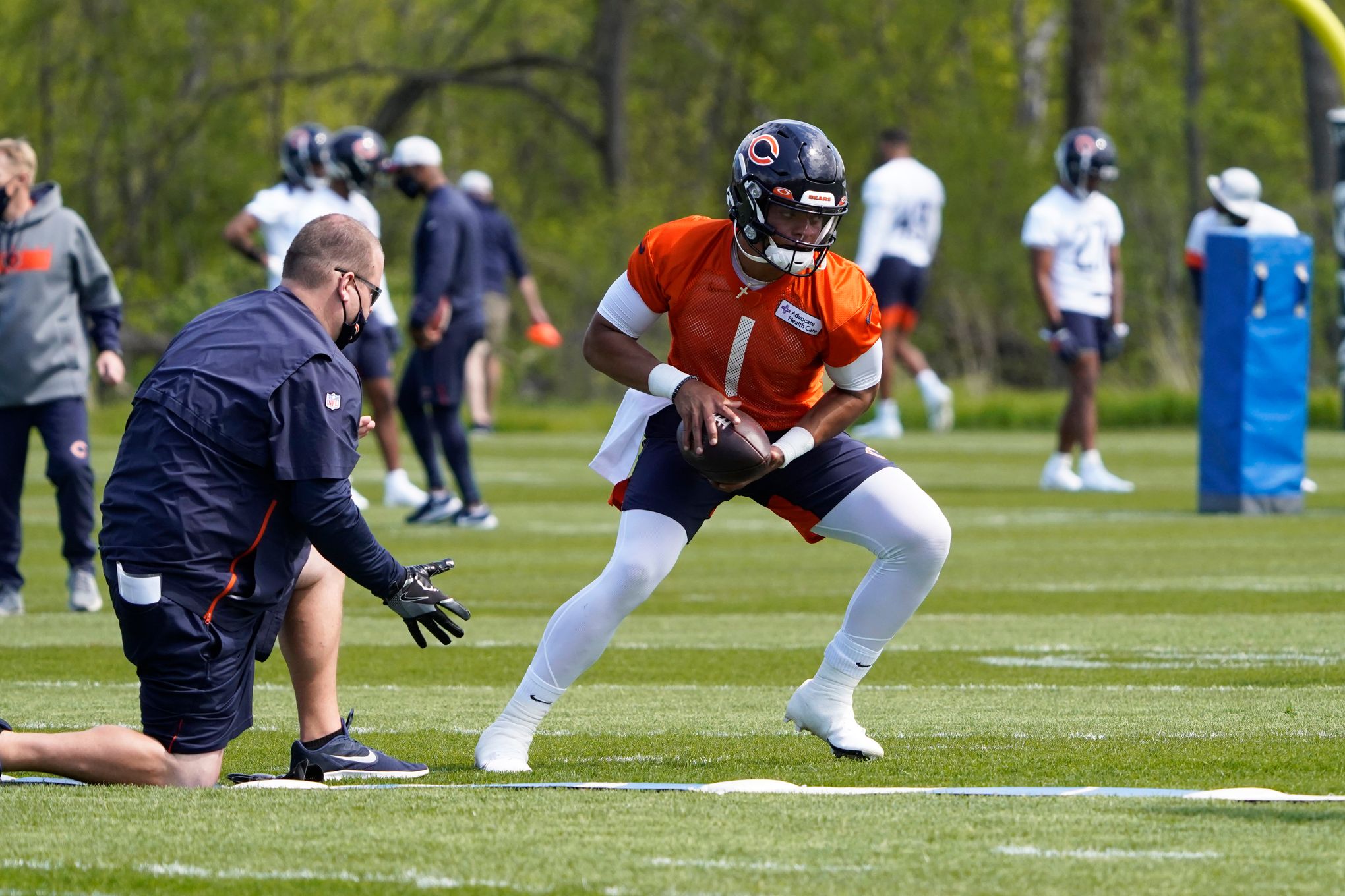 Chicago Bears wide receiver Dazz Newsome runs on the field during