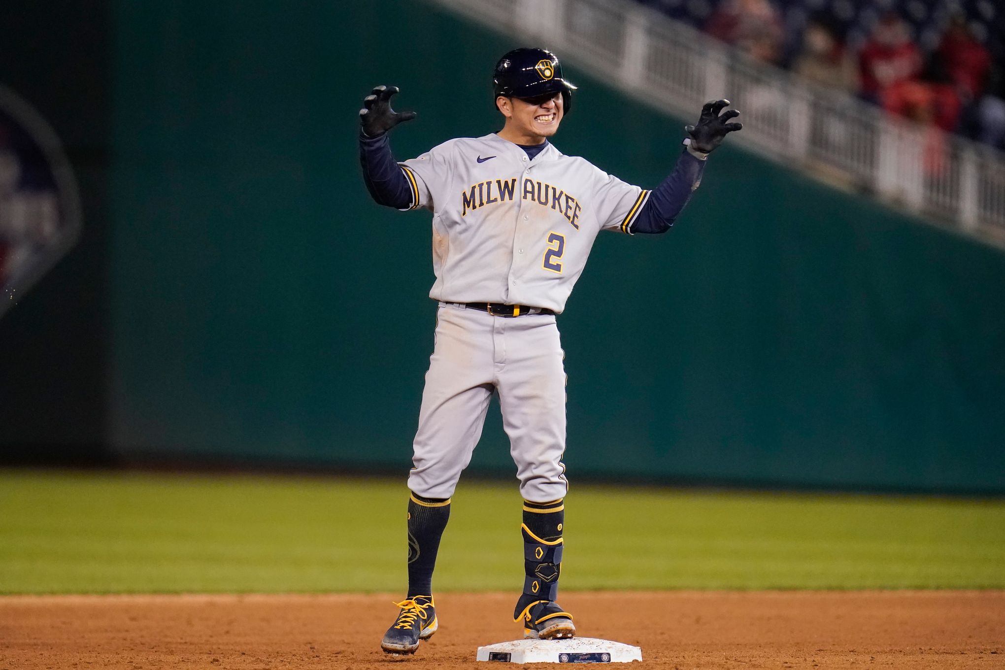 Willy Adames gets drenched after his game-winning RBI