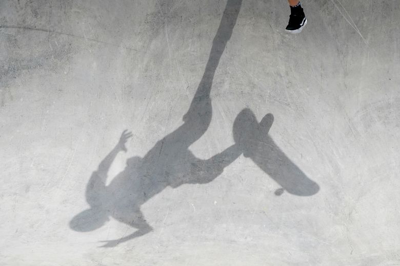 Olympian Shaun White skateboards at practice during the Dew Tour