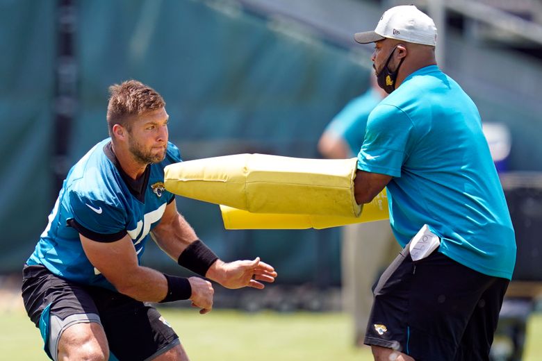 Tim Tebow Putting In Work at Jaguars Practice, Blocking & Catching