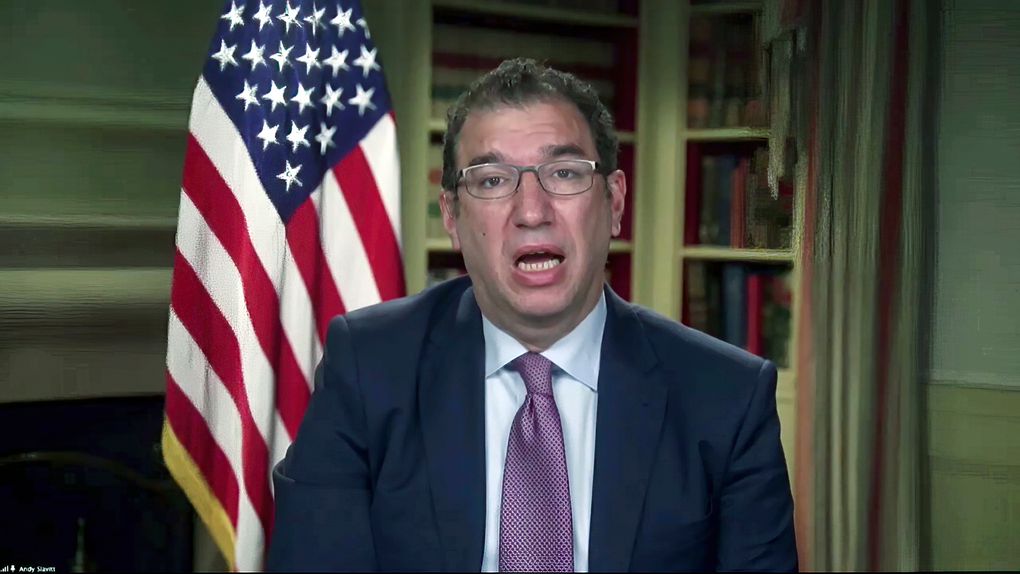 FILE – In this Jan. 27, 2021, image from video, Andy Slavitt, senior adviser to the White House COVID-19 Response Team, speaks during a White House briefing on the Biden administration’s response to the COVID-19 pandemic in Washington. Slavitt, a top White House aide is making his pitch for young people to get vaccinated personal by sharing the struggles his own son has dealt with since contracting COVID-19 last fall. (White House via AP)