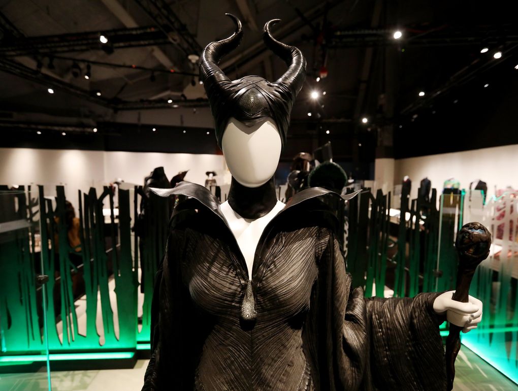 Angelina Jolie played the title role in the movie “Maleficent” in this costume designed by Anna B. Sheppard, on display at MoPOP starting June 5. (Ken Lambert / The Seattle Times)