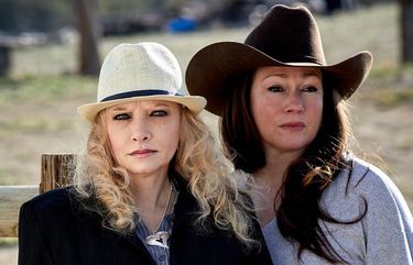 Terri VanDam, left, who was the police chief in Guernsey, Wyo., and her sergeant, Misty Clevenger, on April 21, 2021. They say they were trying to stamp out drug crime in the town when local officials fired them. They filed lawsuits in federal court. (Stephen Speranza/The New York Times) XNYT50 XNYT50