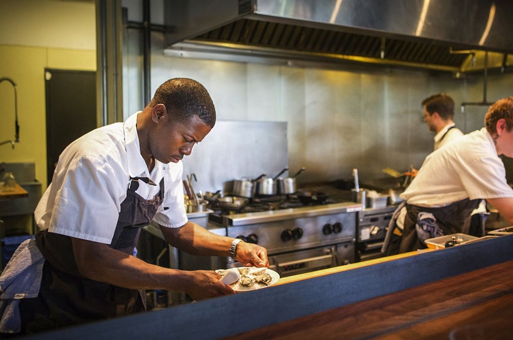 When Jordan left Bar Sajor to open Salare in the summer of 2015,
some co-workers followed along. Three former staff members said Jordan’s sexual harassment escalated once he had his own restaurant. Jordan said that is “100% not true.”
(Lindsey Wasson / The Seattle Times, 2015)