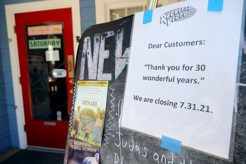 After 30 years of business, Reckless Video is closing its doors. Once it closes, that leaves Scarecrow Video as the last video rental store in Seattle. (Greg Gilbert / The Seattle Times)