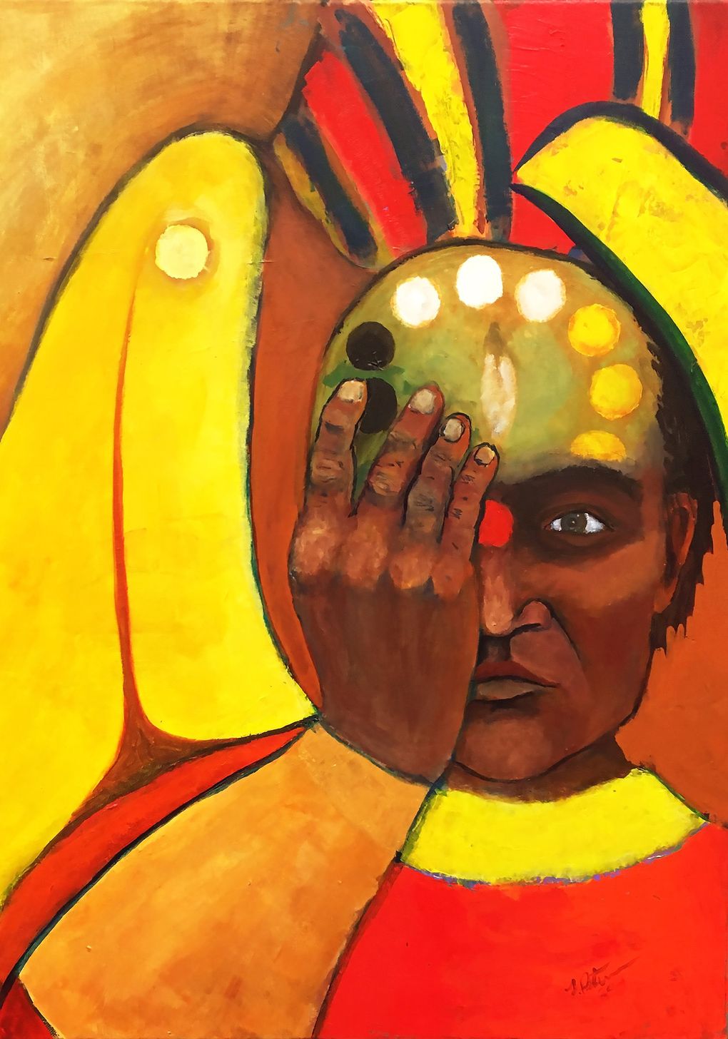 Frank Peterson’s “Angel” is part of the “Visions of a Makah” exhibition of the artist’s work at Sacred Circle Gallery. (José Montano)
