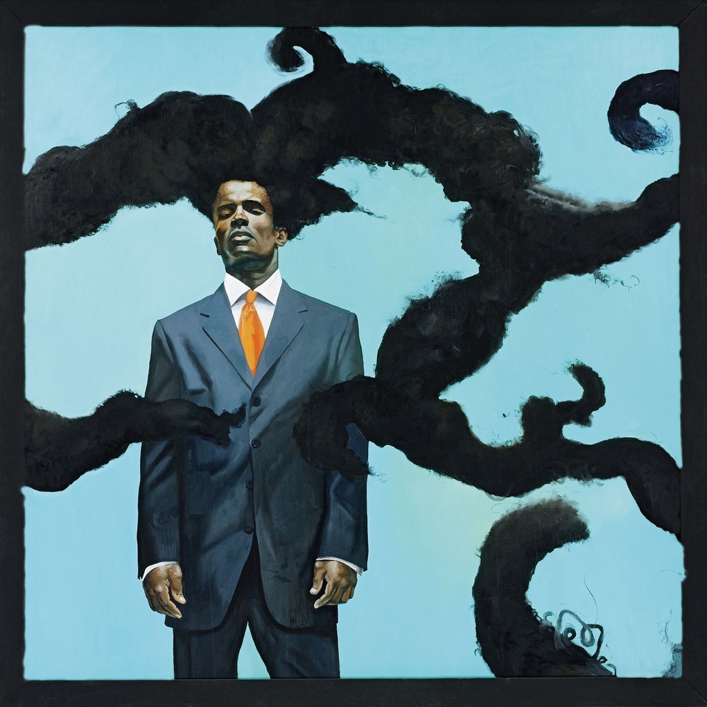 Kehinde Wiley’s 2001 work “Conspicuous Fraud Series #1 (Eminence)” is on display as part of the “Black Refractions: Highlights from The Studio Museum in Harlem” exhibit at the Frye Art Museum. (Courtesy of the artist, Roberts Projects, American Federation of Arts)