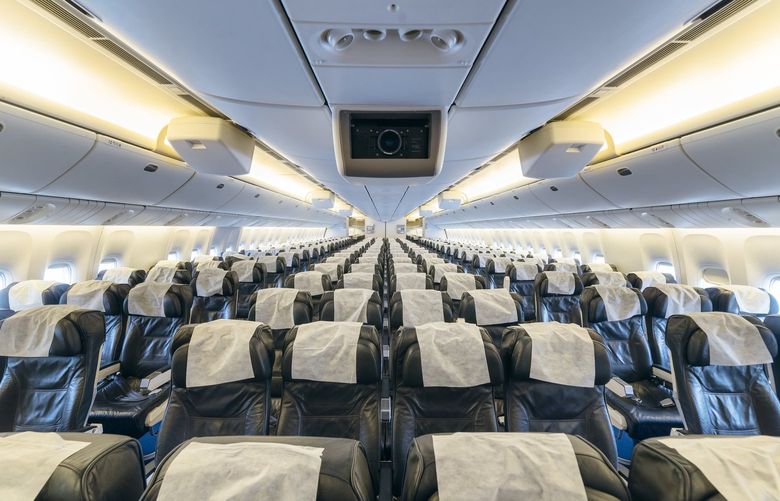 A view of a Boeing 767 cabin. Boeing tested ionizers for its commercial planes but found they were not effective enough to install. (Ivan Ekushenko/Dreamstime/TNS) 18559524W 18559524W