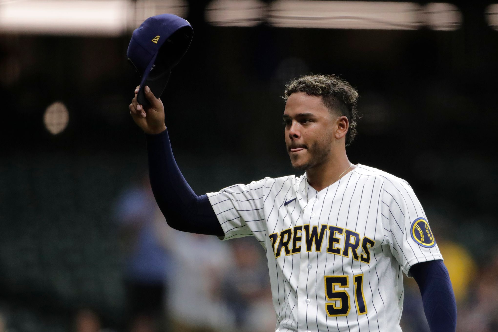 Peralta nearly throws birthday no-no, Brewers beat D'backs