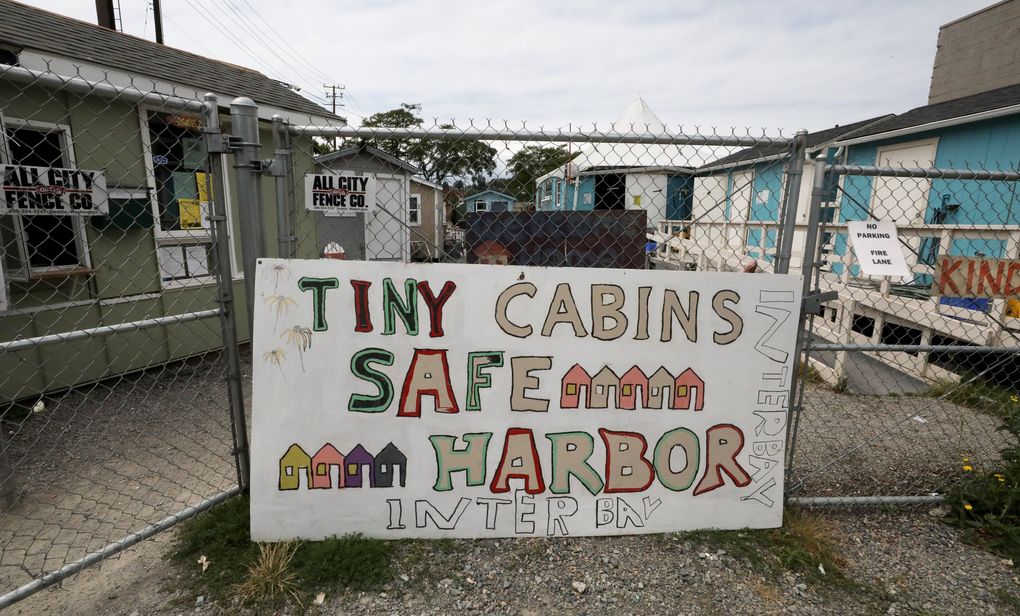 The tiny house village in Seattle’s Interbay neighborhood has 46 units; an expansion has been proposed. The city’s homelessness problem is one of the biggest challenges the new mayor will face. (Alan Berner / The Seattle Times)