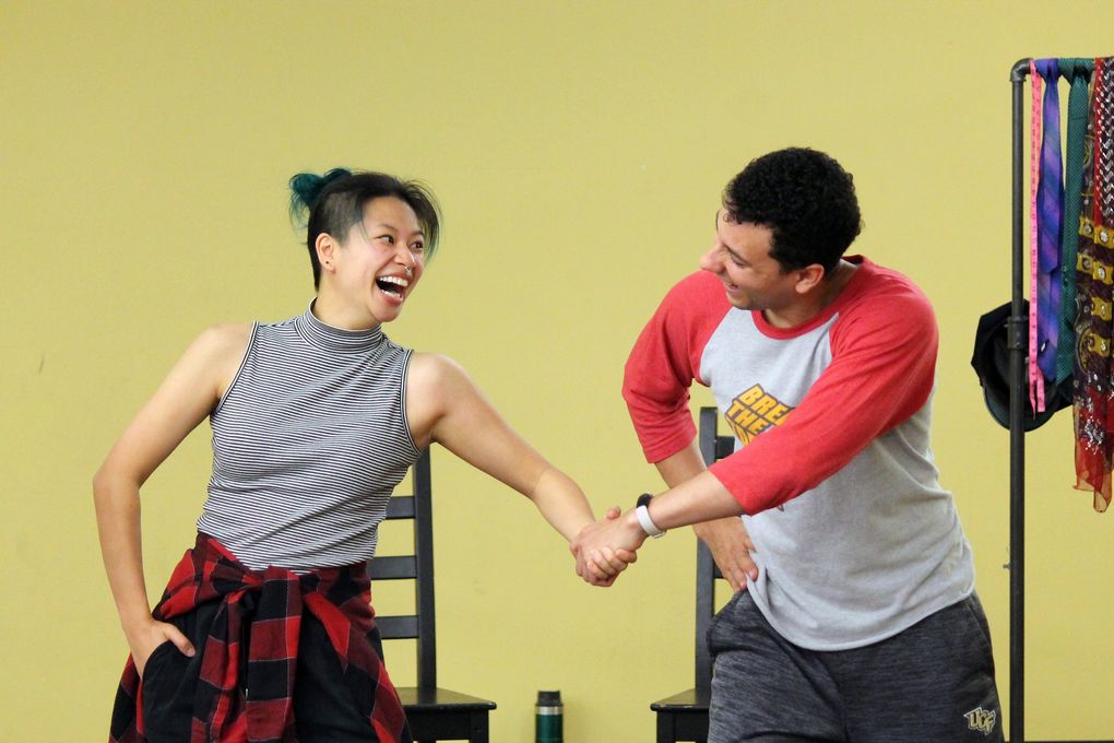 MJ Daly and Rico Lastrapes rehearse “The Comedy of Errors.” (Courtesy of Seattle Shakespeare Company)