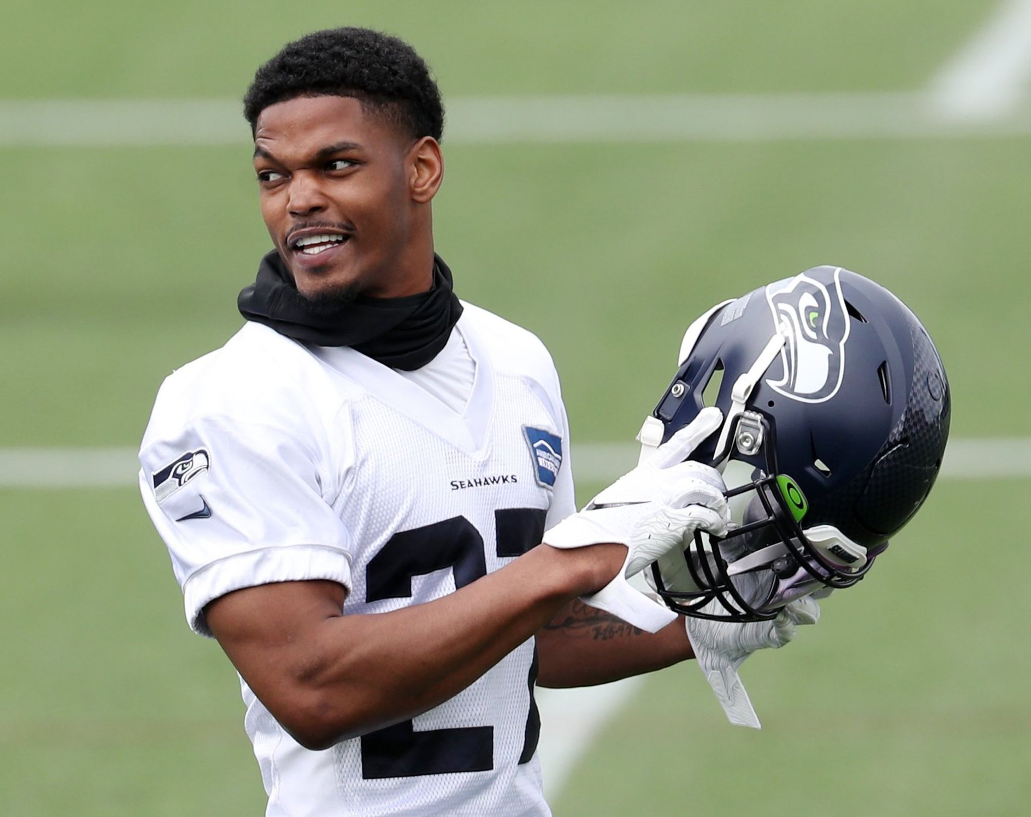 Seattle Seahawks safety Marquise Blair (27) during an NFL football game  against the Denver Broncos, Monday, Sept. 12, 2022, in Seattle, WA. The  Seahawks defeated the Bears 17-16. (AP Photo/Ben VanHouten Stock Photo -  Alamy