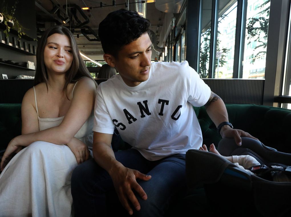 Soccer star Fredy Montero and his wife Alexis have a one-month-old Margo. (Alan Berner / The Seattle Times)