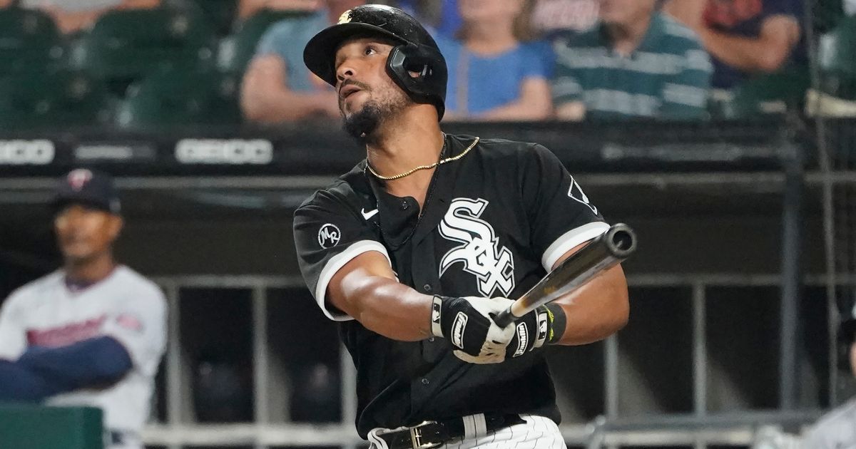 The Chicago White Sox' Yoan Moncada hits a two-run home run in the third  inning against the Minnesota Twins at Guaranteed Rate Field in Chicago on  Tuesday, July 20, 2021. (Photo by