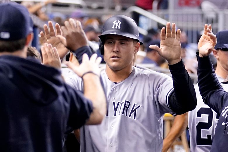 Anthony Rizzo of New York Yankees works out at Yankee Stadium