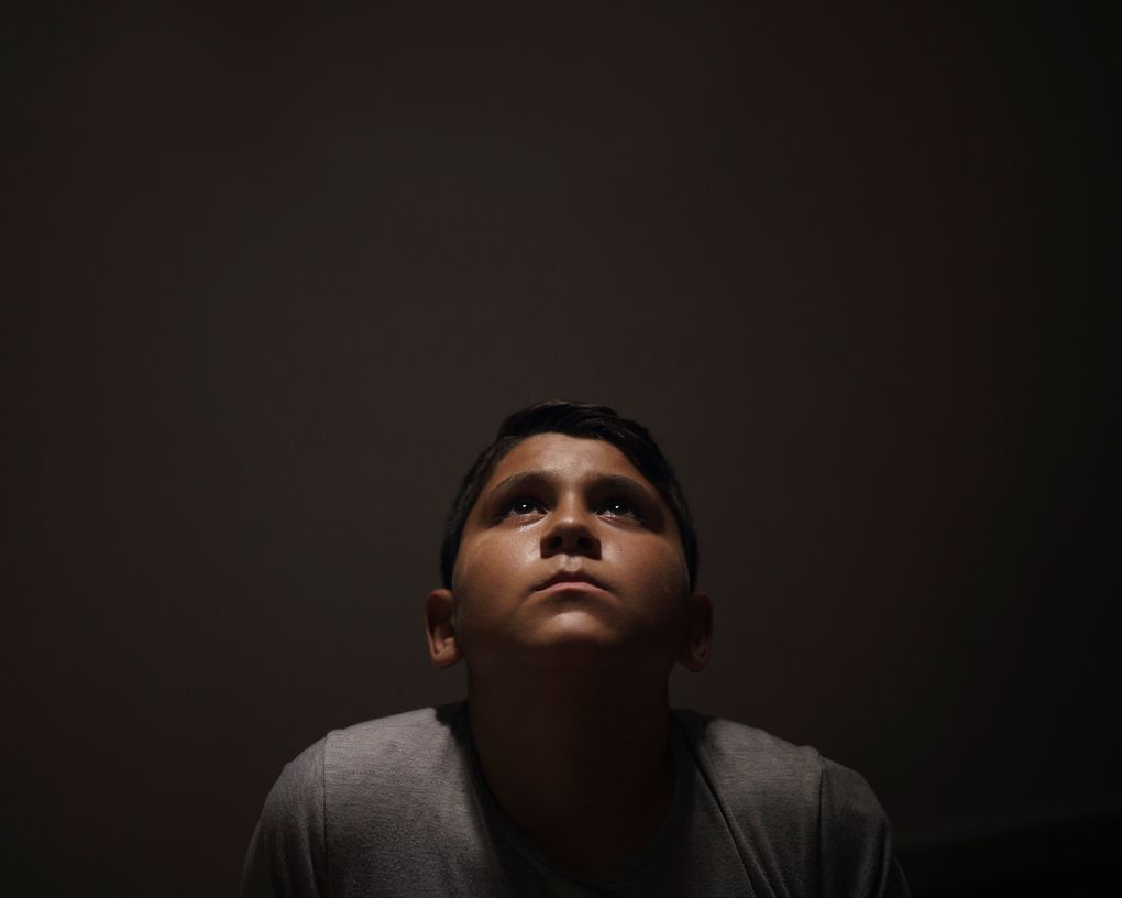 Youssef al-Madhoun, 11, poses for a portrait at his house in Beit Lahia, northern Gaza Strip, Saturday, June 19, 2021. Before the war, Youssef excelled in school and talked of one day becoming a doctor. Now, said his father, Ahmed Awad Selim al-Madhoun, he’s afraid to sleep at night, afraid to step outside the house alone. He leaves the door open when he’s in the bathroom. (AP Photo/Felipe Dana)