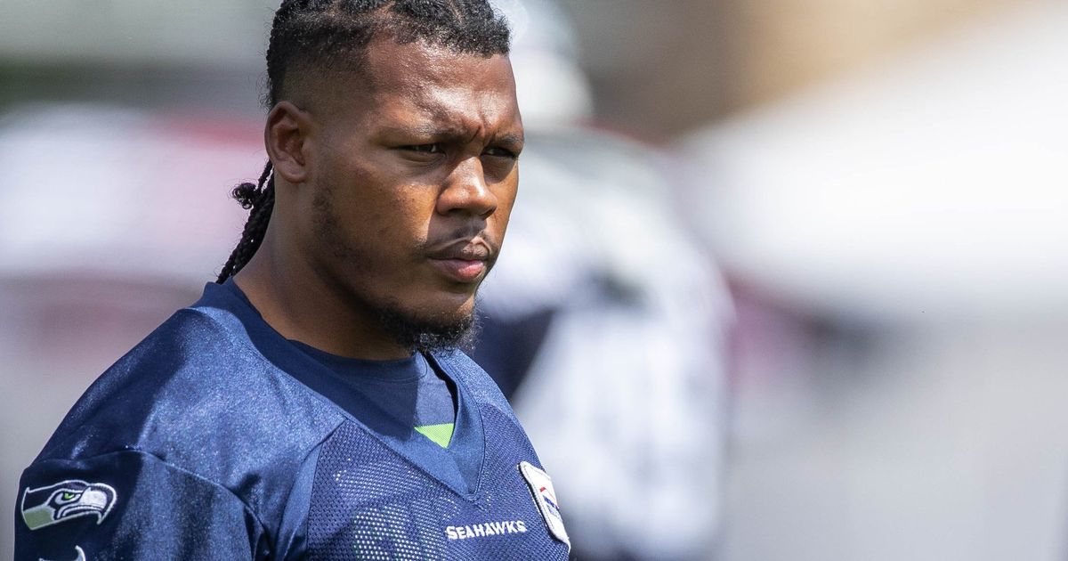 Rookie Seattle Seahawks wide receiver D'Wayne Eskridge (1) stands on the  field during NFL football practice Wednesday, July 28, 2021, in Renton,  Wash. (AP Photo/Ted S. Warren Stock Photo - Alamy