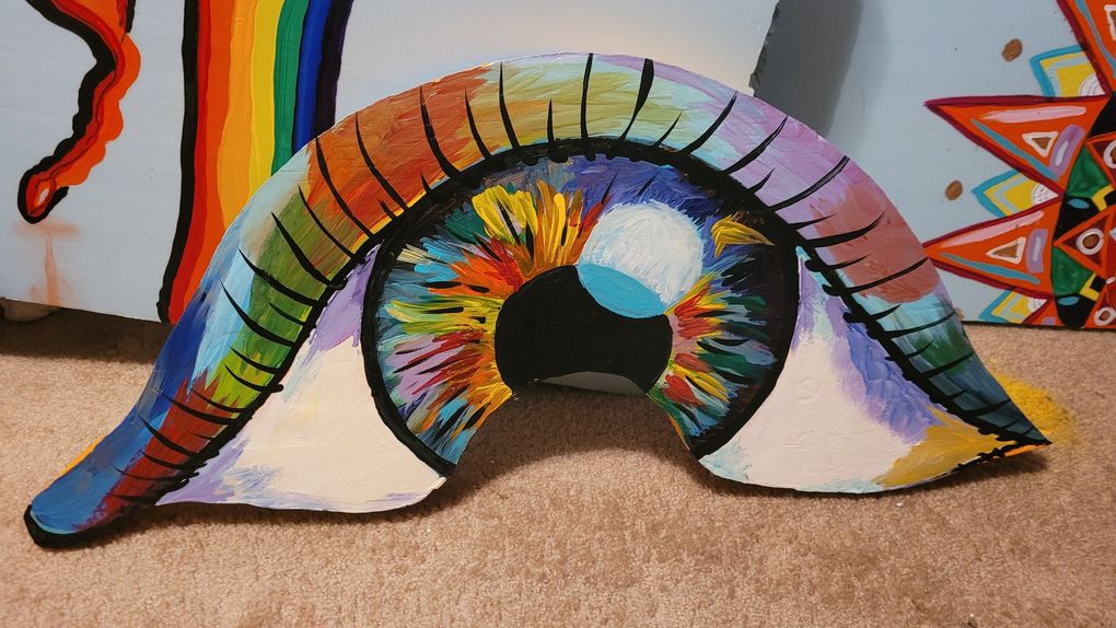 The mini-golf hole designed by Seattle artist Kimisha Turner features a giant, colorful eye, among other designs. (Courtesy of Kimisha Turner)